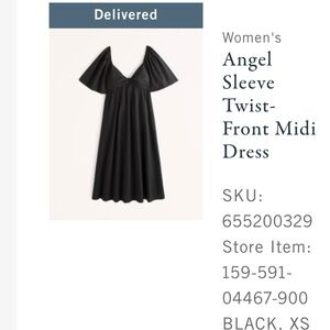 Abercrombie & Fitch Black Angel Sleeve Twist-Front Midi Dress